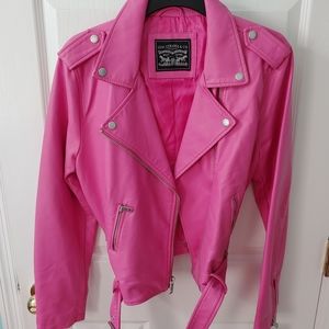 Levi's Pink Moto Jacket L Faux Leather